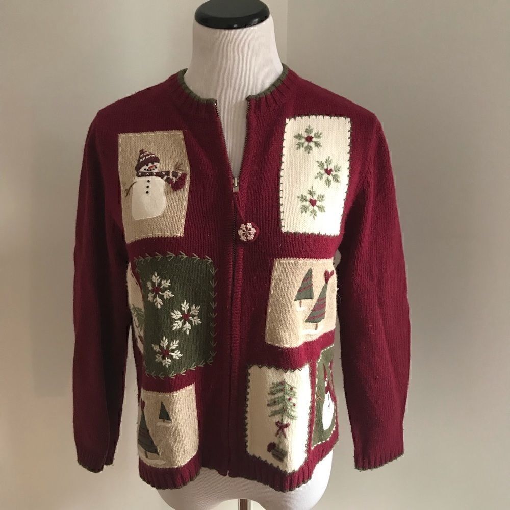 Ugly Christmas Sweater With Appliqué Dedigns Sz MP